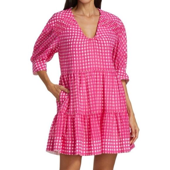 TANYA TAYLOR Cayla Grid Mini Dress - Picture 1 of 7